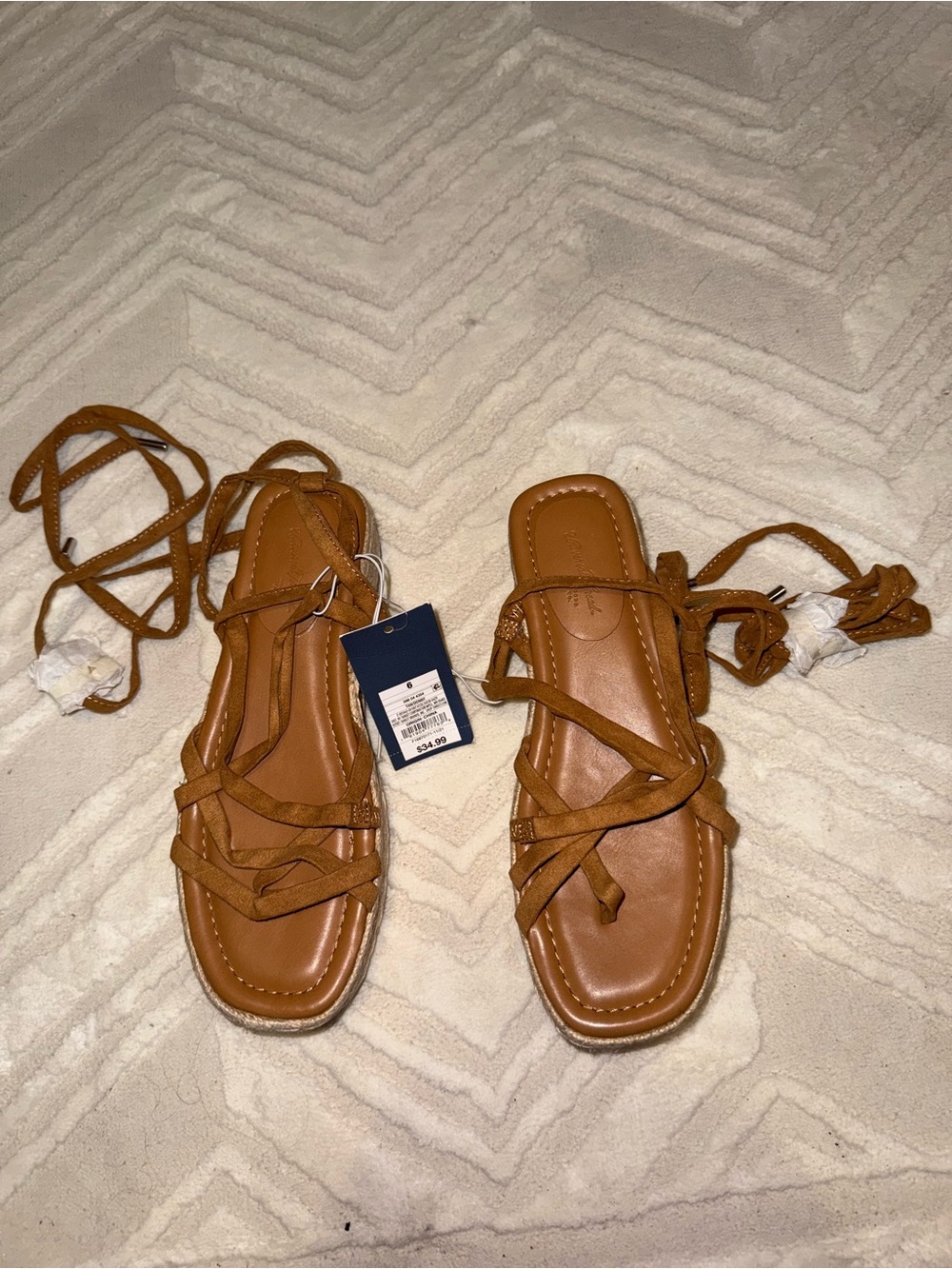 Universal Thread Women's Brown Lace-Up Espadrille Sandals Size 6